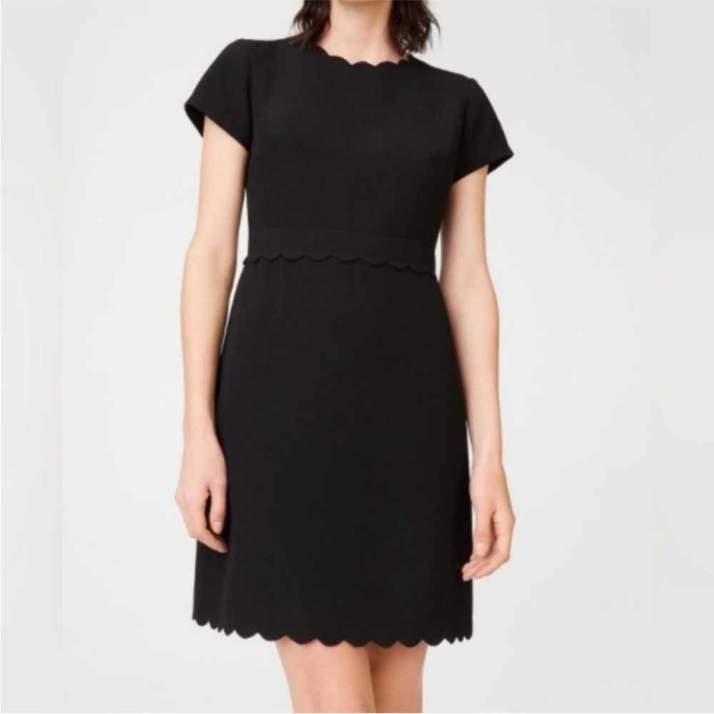 Club Monaco Elegant Black Scalloped Dress